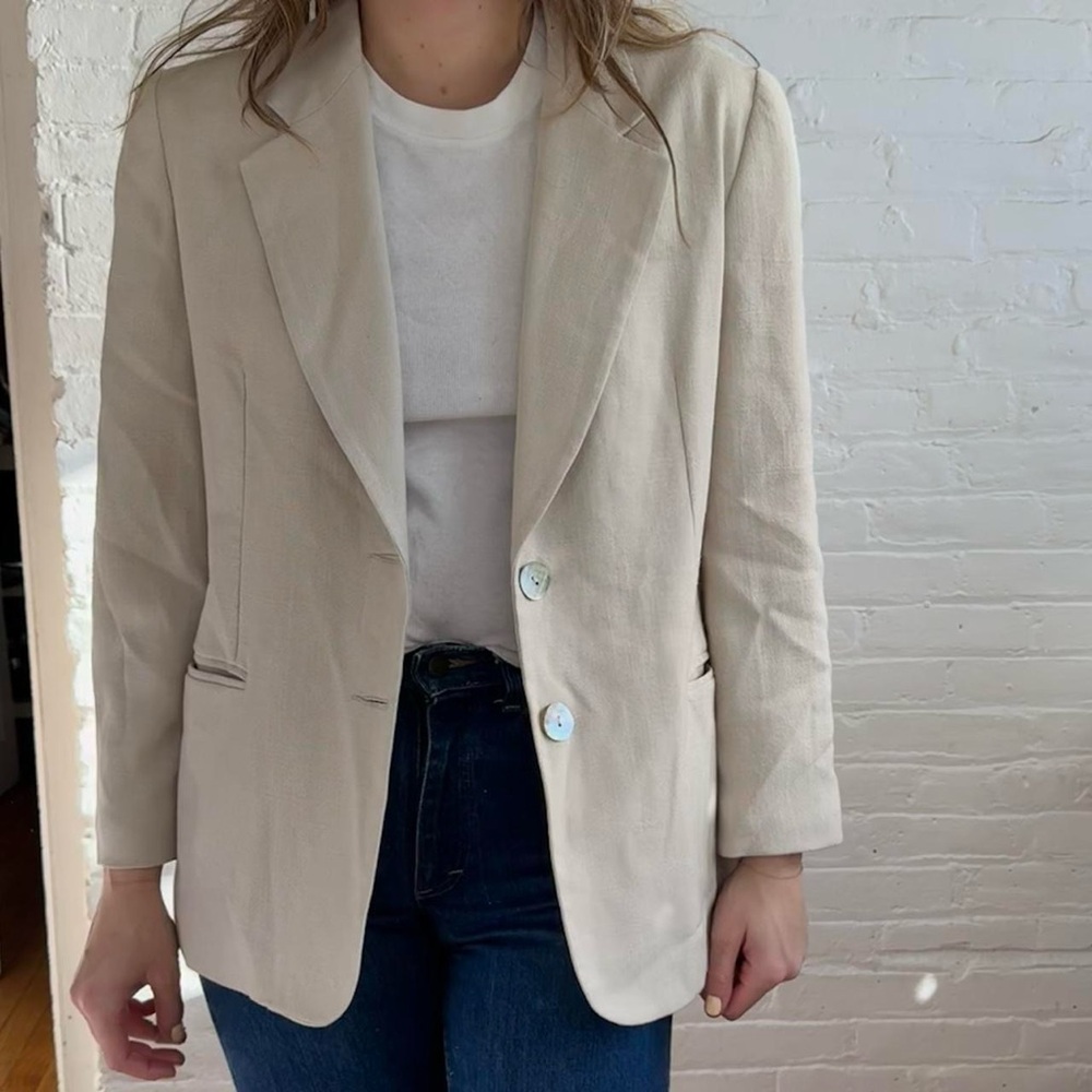 Vintage Beige Woven  Blazer